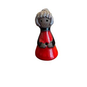 Vintage Roma & Henry Ceramic Bud Vase Figurine Red & Black Handmade 4.5” Tall
